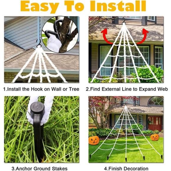 50" Halloween Light up Spider (2 Pack) with 200" Spider Web Halloween Spider - Picture 7 of 7